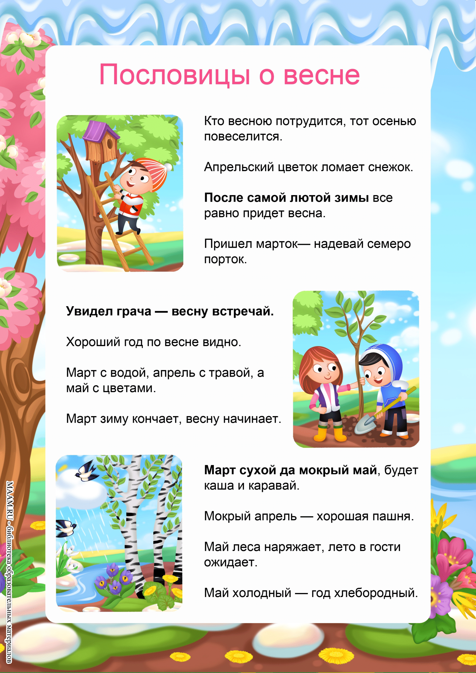 Младшая группа пословицы и поговорки о весне