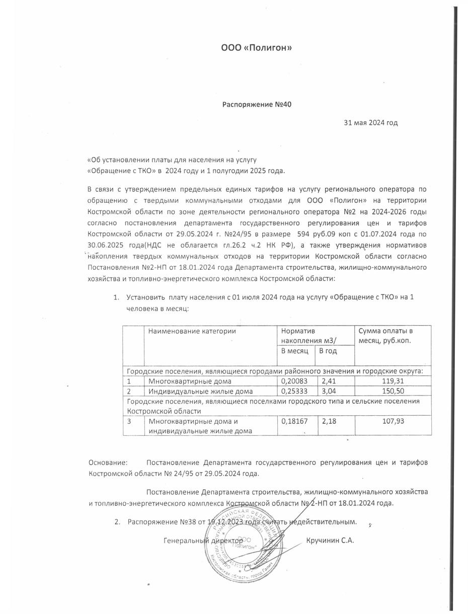 распоряжение 40 2024 года